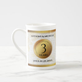 Elegantens tredje läder-Bröllop-årsdag Benporslin Mugg