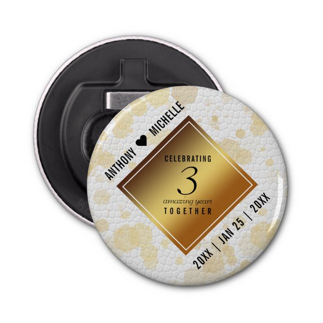 Elegantens tredje läder-Bröllop-årsdag Flasköppnare (Framsidan)