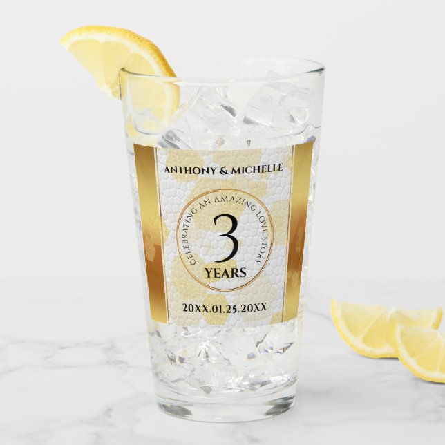 Elegantens tredje läder-Bröllop-årsdag Glaskopp (Framsida Ice)