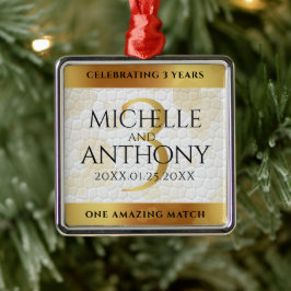 Elegantens tredje läder-Bröllop-årsdag Julgransprydnad Metall