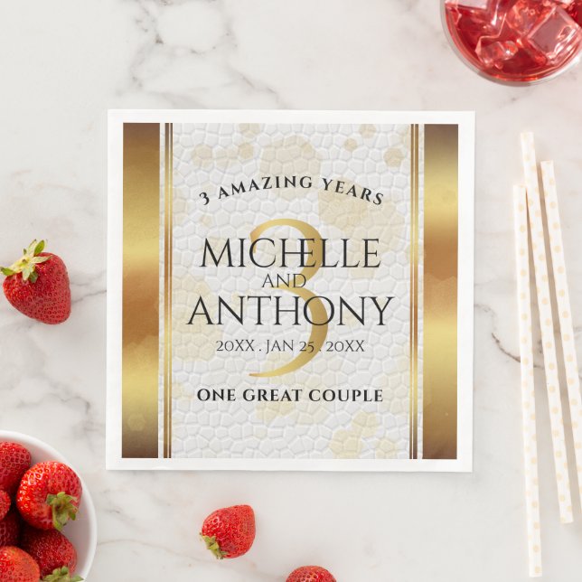 Elegantens tredje läder-Bröllop-årsdag Pappersservett (Insitu)