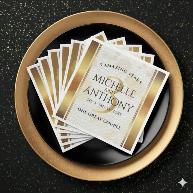 Elegantens tredje läder-Bröllop-årsdag Pappersservett (Elegant 3rd Leather Wedding Anniversary Napkins Cover Photo)