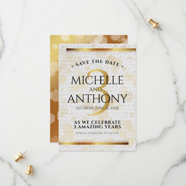 Elegantens tredje läder-Bröllop-årsdag Spara Datumet (Fram/Back In Situ)