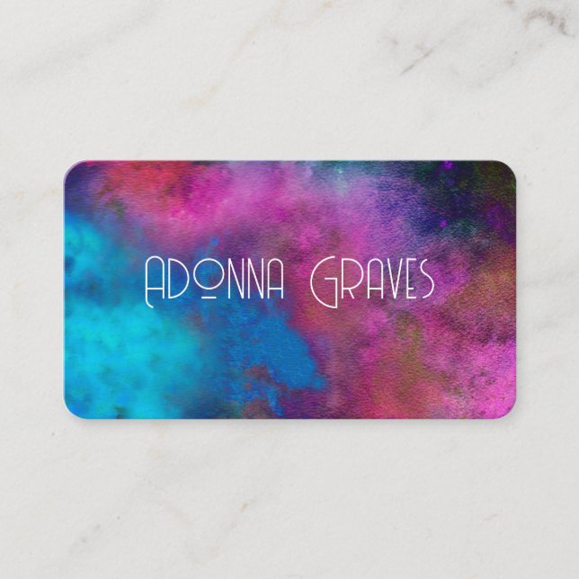 elegantens turkos och magentans vattenfärgskonstnä visitkort (Framsida)