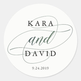 Elegantens typdiagram | Djup Grönt Bröllop Runt Klistermärke