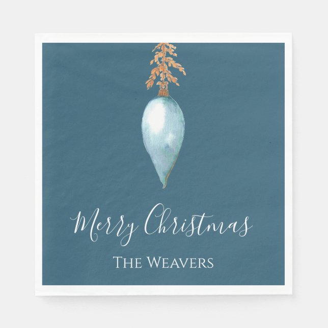 Elegantens unika Anpassningsbar med blå vattenfärg Pappersservett (Framsidan)