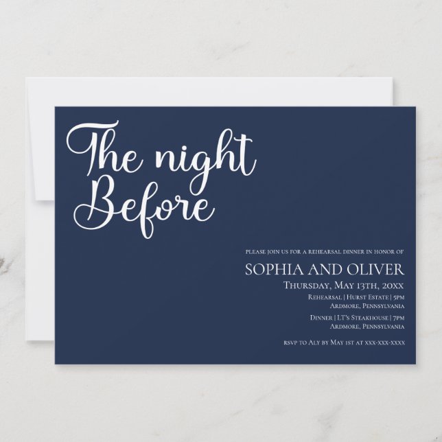 Elegantens unika tipografi - repetitionsmiddag inbjudningar (Framsida)