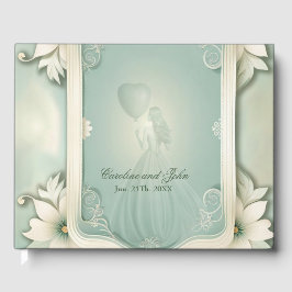 Elegantens utformning av blommigt för mjuk grönt. gästböcker