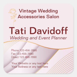 Elegantens utformning Mjuk färg Rosa Guld Fyrkantigt Klistermärke