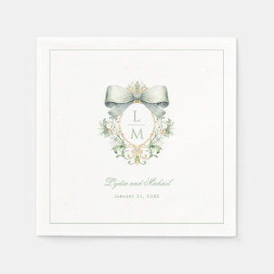 Elegantens Vapensköld med Grönt Bow Monogram Brö Pappersservett