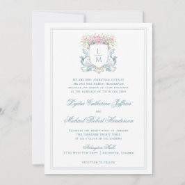 Elegantens Vapensköld med Ro | Monogram Bröllop Inbjudningar