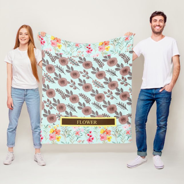 Elegantens vattenfärg Anpassa blomma Fleecefilt (På plats)