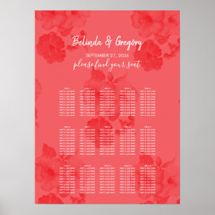 Elegantens vattenfärgsdiagram Hibiscus Bröllop Poster
