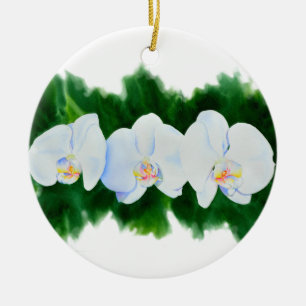 Elegantens vattenfärgsfärg, orchid-målning julgransprydnad keramik