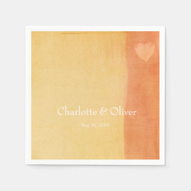 Elegantens vattenfärgshjärta pappersservett (Framsidan)