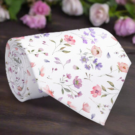 Elegantens Vild blommar på vit bakgrund Bröllop Slips