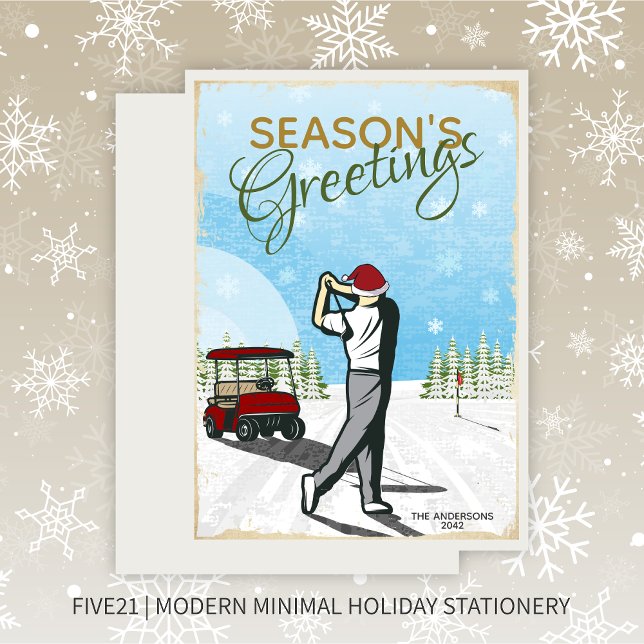 Elegantens Vintage Bärbar Golfjul Julkort (Skapare uppladdad)