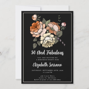 Elegantens Vintage Blommigtar 50 och födelsedag Inbjudningar