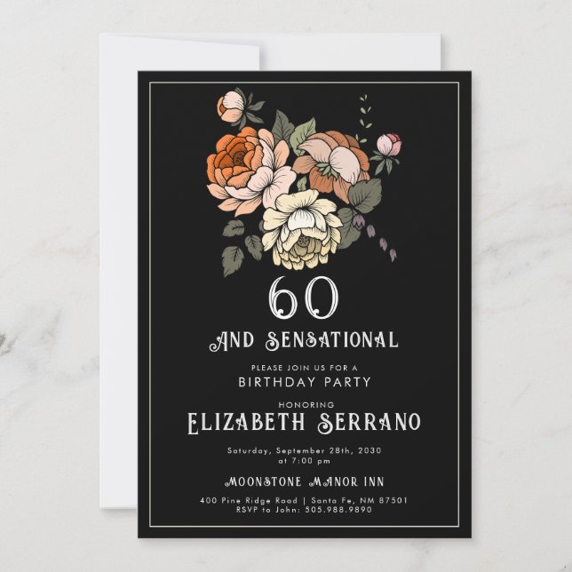 Elegantens Vintage Blommigtar 60 och sensibilisera Inbjudningar (Framsida)