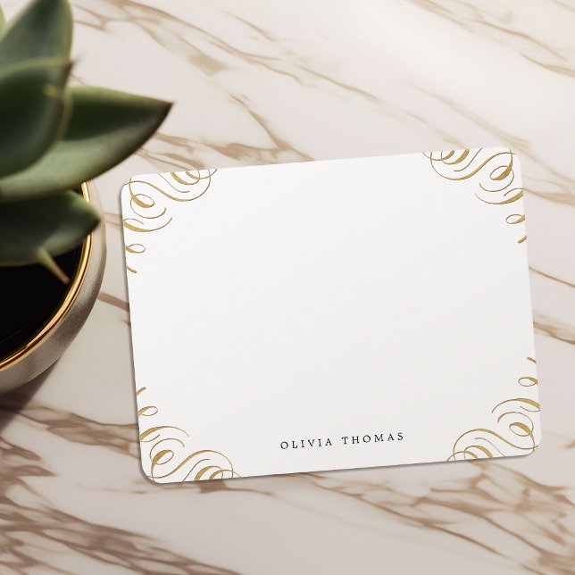 Elegantens vintage blomstrar personlig Stationery Anteckningskort (Elegant vintage flourish personalized Stationery Note Card)