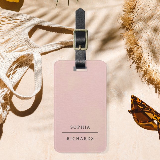 Elegantens Vintage | Enkel minimal  Bagagebricka (A chic yet professional neutral blush luggage tag that will fit perfectly with your travel style!)