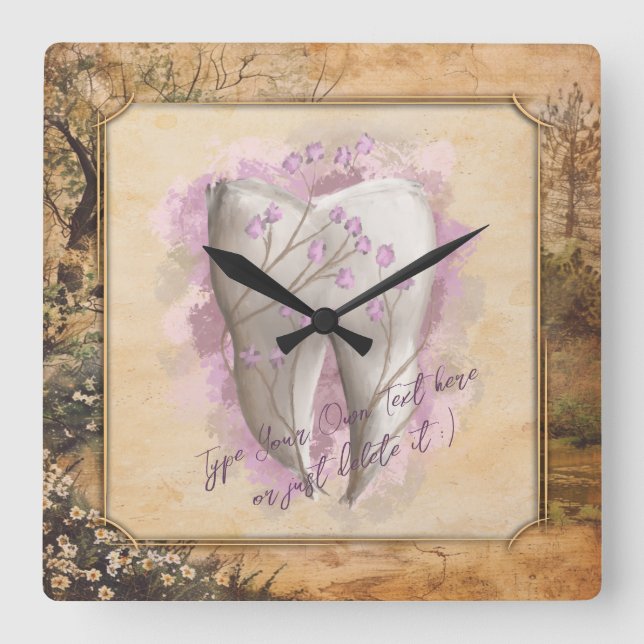 Elegantens Vintage Gammal fashiated Dental Gift Fyrkantig Klocka (Framsida)