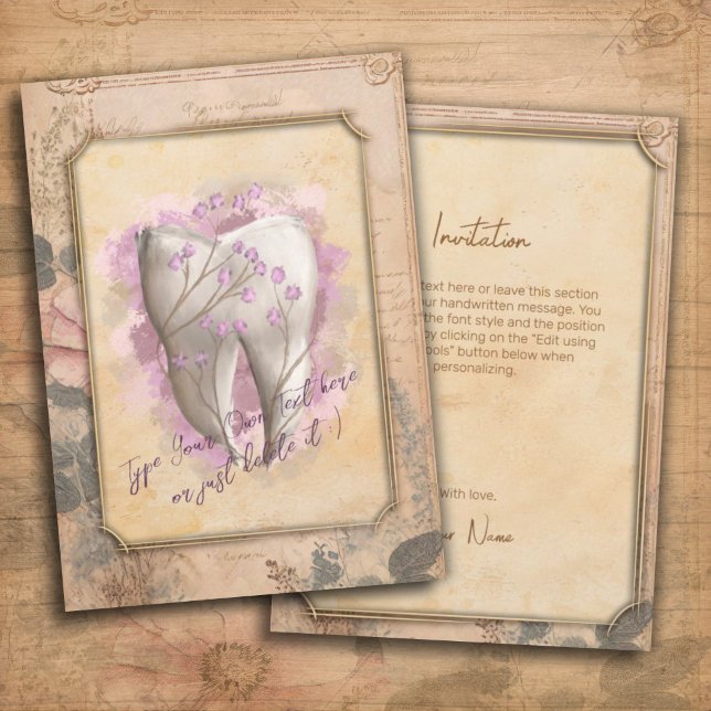 Elegantens Vintage Gammal fashiated Dental Gift Inbjudningar (Skapare uppladdad)
