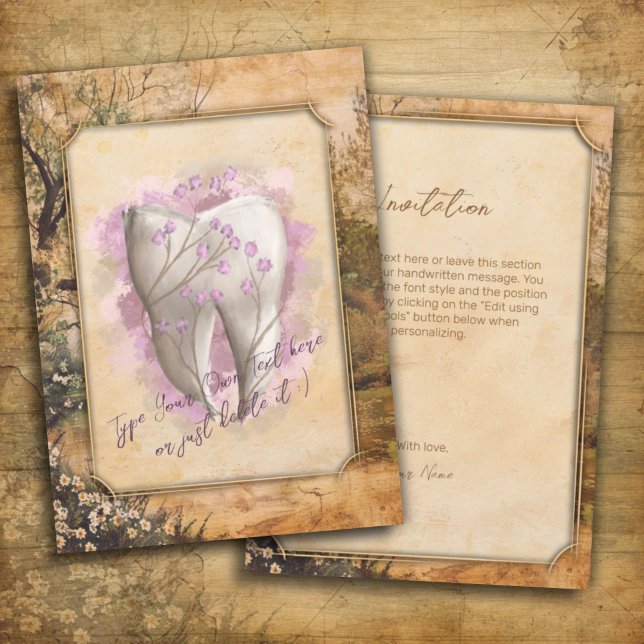 Elegantens Vintage Gammal fashiated Dental Gift Inbjudningar (Skapare uppladdad)