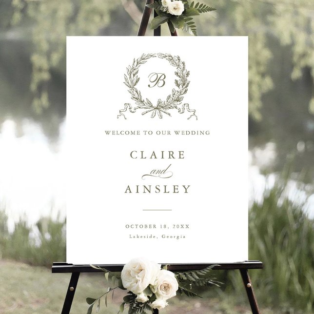 Elegantens Vintage Olive Oak WAN Välkomsttecken Poster (Skapare uppladdad)