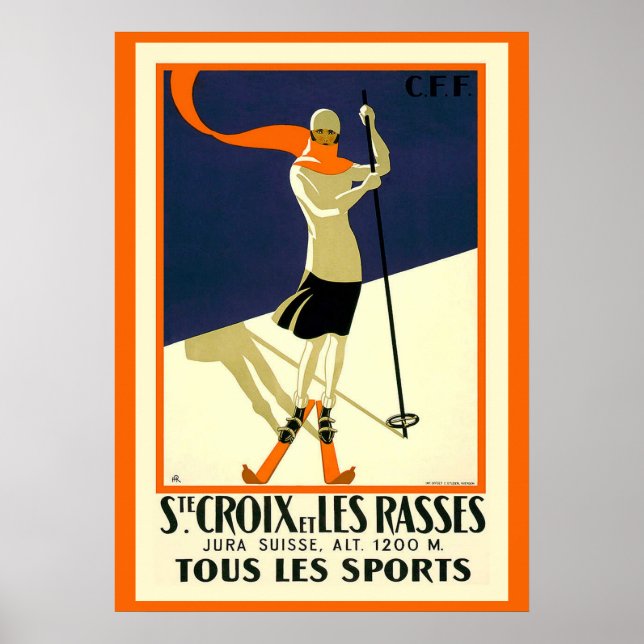 Elegantens Vintage (Ste) St. Croix Skiing Poster k (Framsidan)