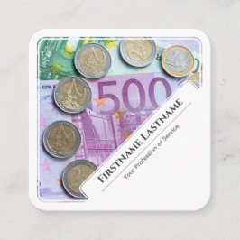 Elegantens vita finansexperter för europengar fyrkantigt visitkort