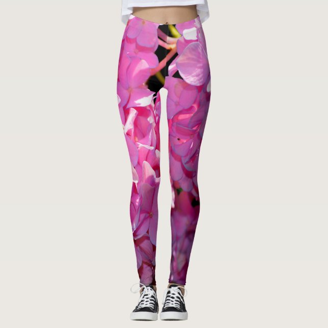 Eleganter för romsk rosa blommigt  leggings (Framsida)
