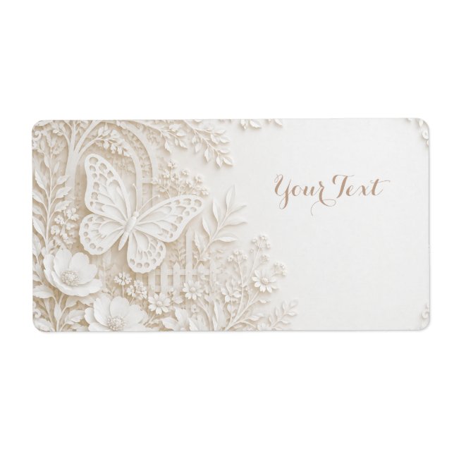 Eleganter Papercut Schmetterling mit Blumenrahmen Fraktsedel (Framsidan)