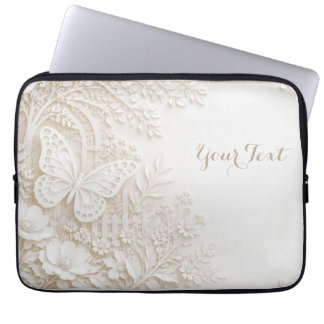 Eleganter Papercut Schmetterling mit Blumenrahmen Laptop Fodral