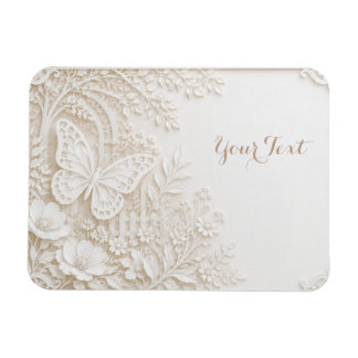 Eleganter Papercut Schmetterling mit Blumenrahmen Magnet