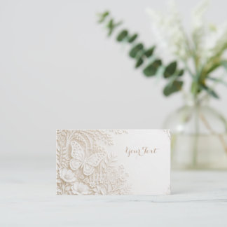 Eleganter Papercut Schmetterling mit Blumenrahmen Visitkort