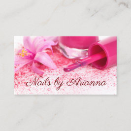 Eleganter Pink Blume Nail Technician Visitenkarte Visitkort