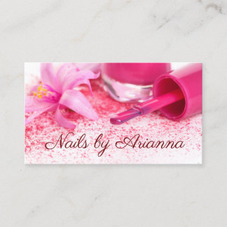 Eleganter Pink Blume Nail Technician Visitenkarte Visitkort