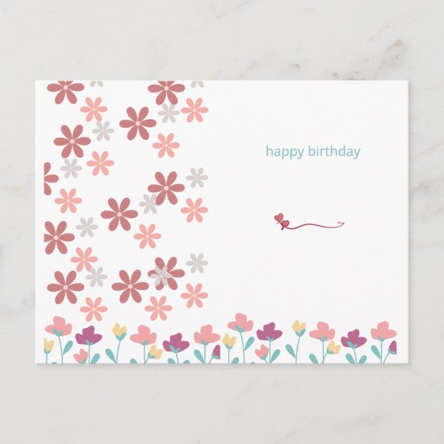Elegantes Briefpapier mit Kirschblüten und Herzen Vykort (Framsida)