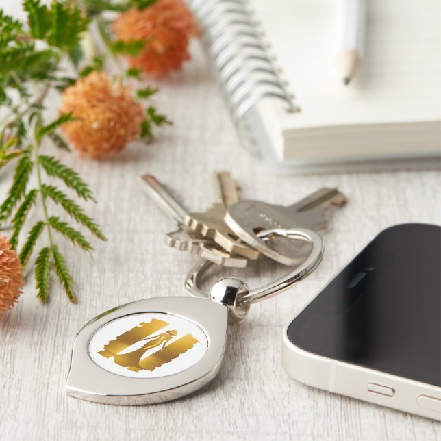 Elegantes Goldkleid Swirl Silverfärgad Nyckelring (Sidan)