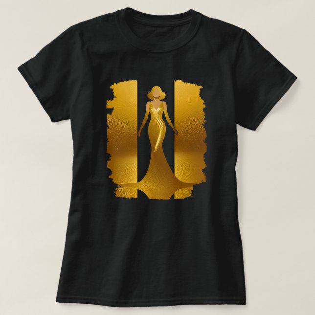 Elegantes Goldkleid T Shirt (Design framsida)