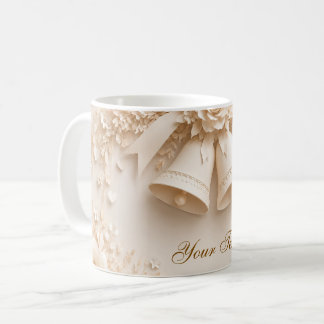 Elegantes Hochzeitsdesign mit Glocken und Rosen Kaffemugg