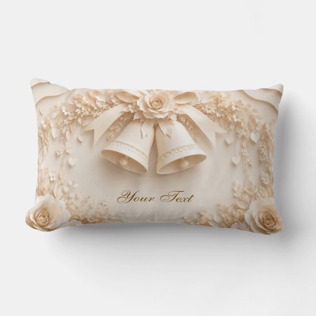 Elegantes Hochzeitsdesign mit Glocken und Rosen Lumbarkudde (Framsida)