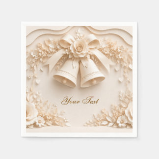 Elegantes Hochzeitsdesign mit Glocken und Rosen Pappersservett