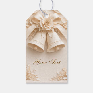 Elegantes Hochzeitsdesign mit Glocken und Rosen Presentetikett