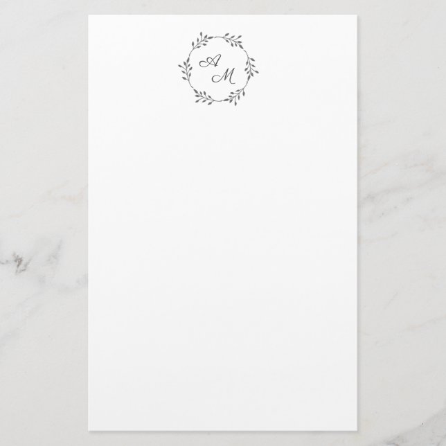 Elegantes Personalisierbares Monogramm-Kranz Brief Brevpapper (Framsida)