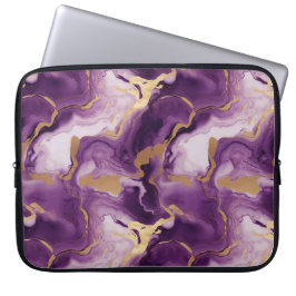 Elegantes vetas doradas y moradas laptop fodral
