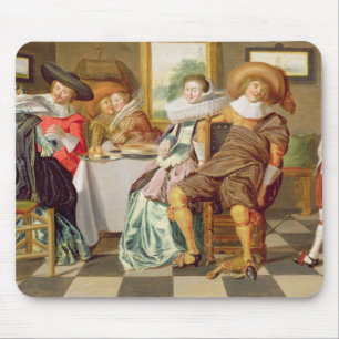 Elegantfigurer som festar på ett bord musmatta