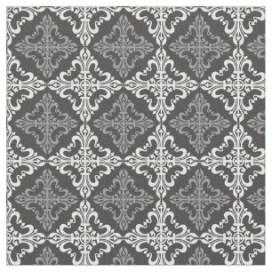 Elegantgrått och Vit Fleur De Lis Mönstra Tyg