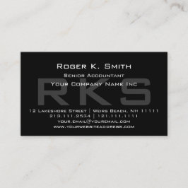 Elegantgrått på svart Monogramklassiker Visitkort